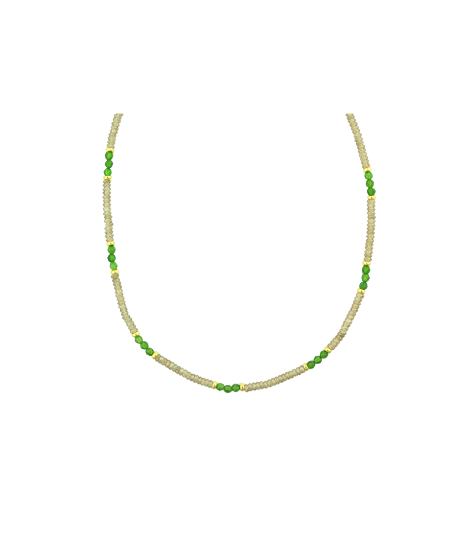 Zircon Green Diopside Mix Rondelle Necklace