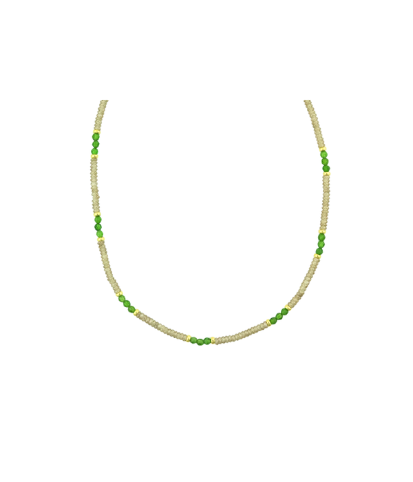 Zircon Green Diopside Mix Rondelle Necklace