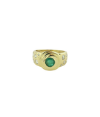 14K .88ct Emerald Dotted Diamond Chunky Ring
