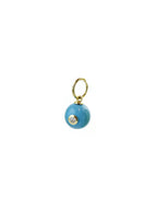 10mm 14K Gold Diamond Turquoise Ball Charm