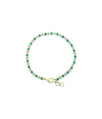 14K Gold Alternating Round Emerald Diamond Tennis Bracelet