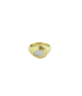 14K Gold Ridged Pave Diamond Teardrop Pinky Ring