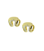 14K Gold Thick Diamond Belt Buckle Huggies