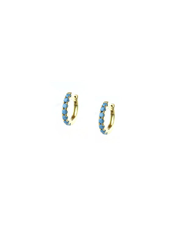 12mm 14K Gold Turquoise Huggies