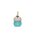14K Gold Diamond Turquoise Scarab Pendant