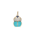 14K Gold Diamond Turquoise Scarab Pendant