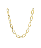 14K Gold Chunky Textured Oval Link Necklace