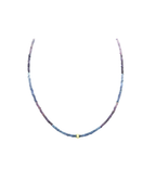 14K Gold Mini Baguette Diamond Spacer Indigo Spinel Necklace