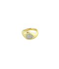 14K Gold Pave Diamond Sideways Teardrop Pinky Ring