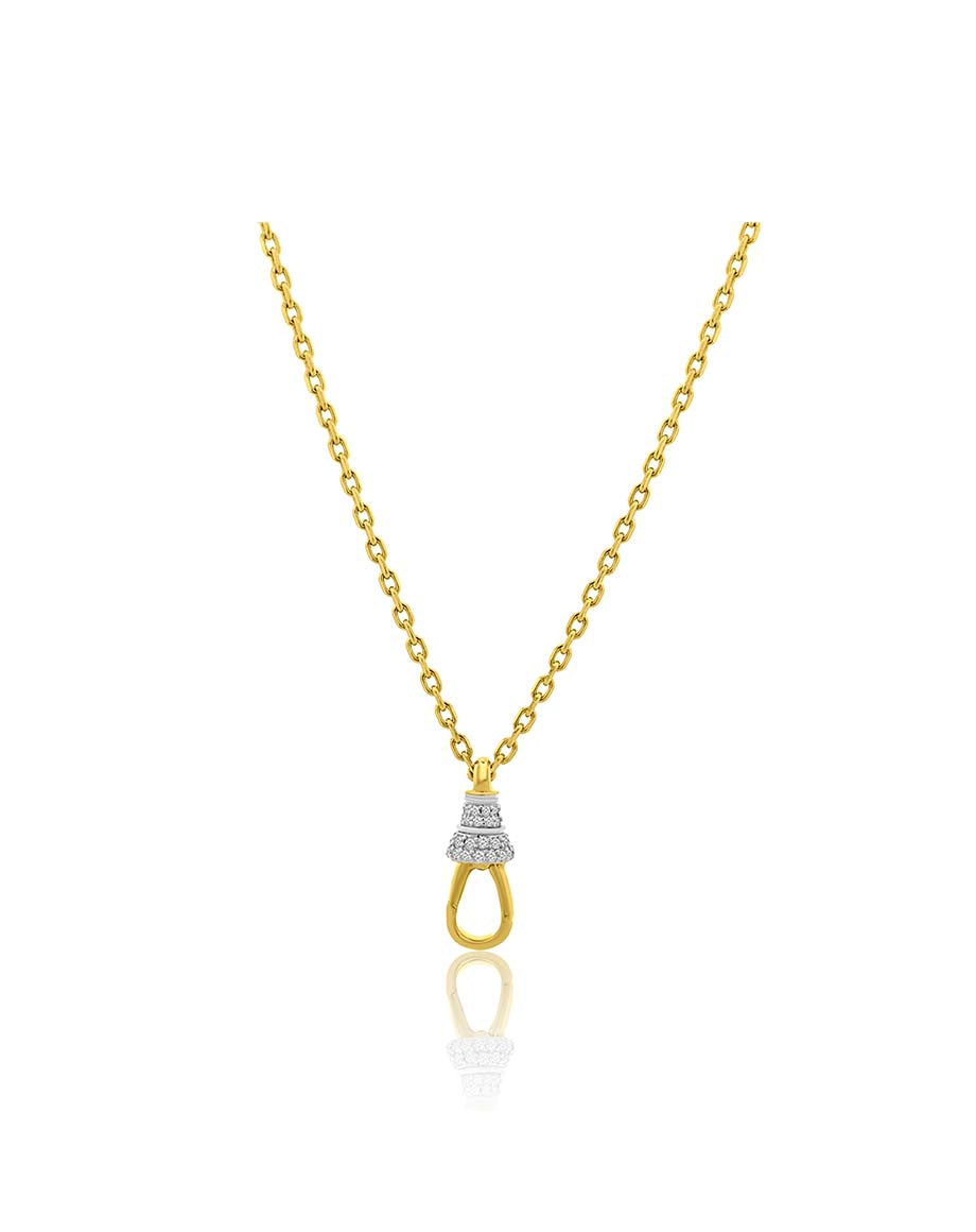 20" 14K Gold .30ct Diamond Dangle Lock Necklace