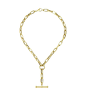 14K Gold Flat Rounded Toggle Link Lock Necklace