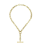 14K Gold Flat Rounded Toggle Link Lock Necklace