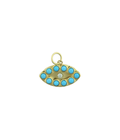 14K Gold Dotted Turquoise Edge Evil Eye Charm