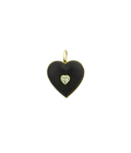 14K Gold .20ct Diamond Wood Heart Pendant