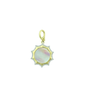 14K Gold Mother of Pearl Diamond Sun Openable Bail Charm