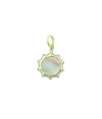 14K Gold Mother of Pearl Diamond Sun Openable Bail Charm