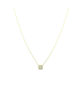 14K Gold Pave Framed Baguette Diamond Square Necklace