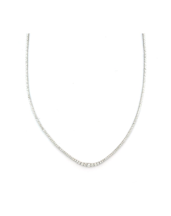 3ct 14K White Gold 3 Prong Graduated Diamond Tennis Necklace