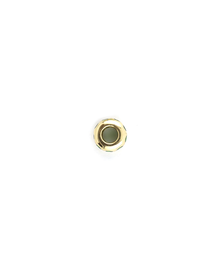 14K Gold Mini Donut Dotted Emerald Charm Spacer
