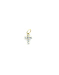 14K Gold Mini Aquamarine Cross Charm