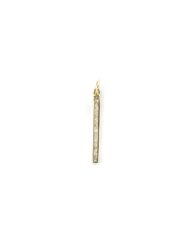 14K Gold Long Skinny Diamond Bar Charm