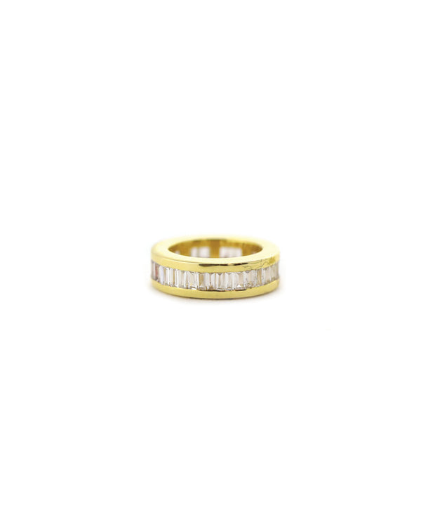 Large 14K Gold Oval Channel Set .31ct Diamond Spacer