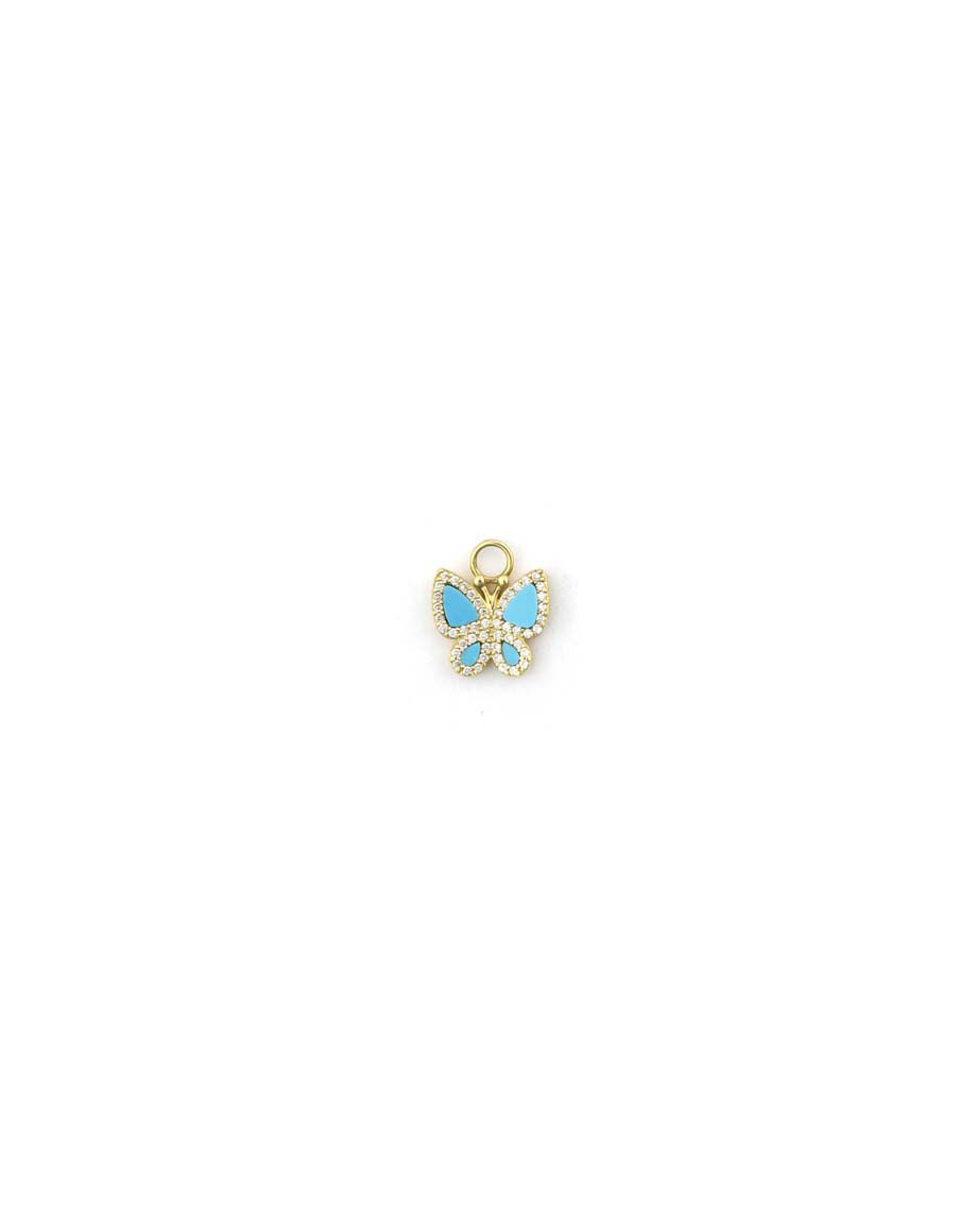 14K Gold Diamond Turquoise Butterfly Earring Charm