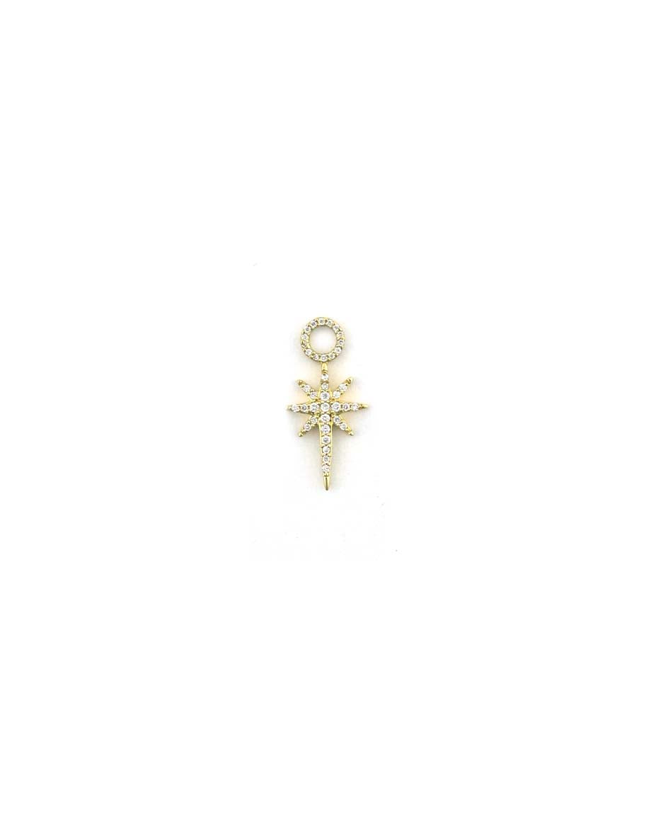 14K Gold Diamond Compass Star Earring Charm
