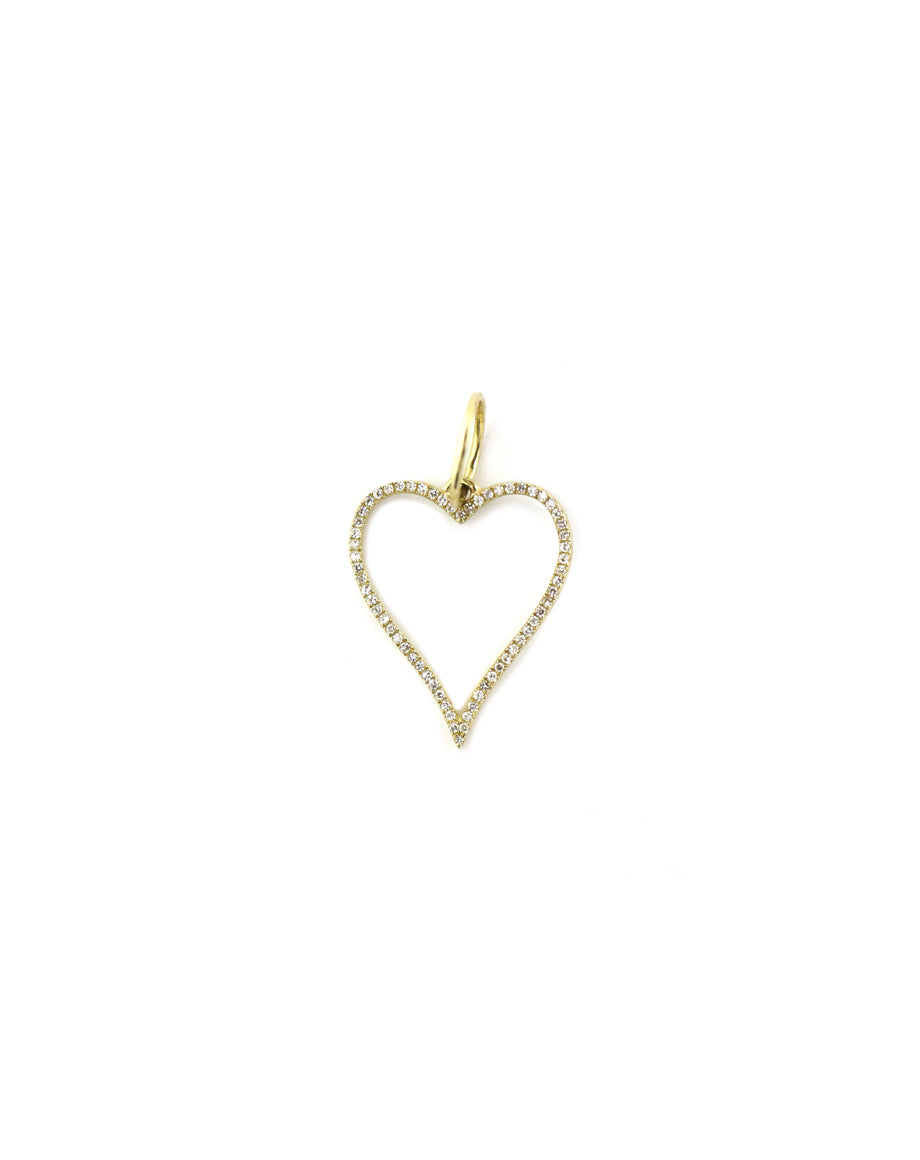 14K Gold Chubby Cut Out Diamond Heart Charm