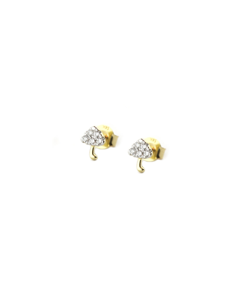 14K Gold Mini Diamond Mushroom Studs