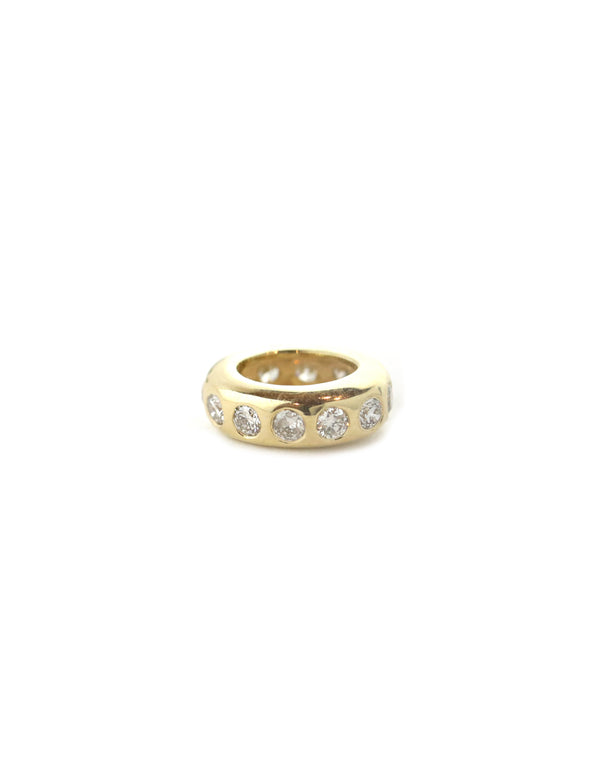 14K Gold Oval Dotted Diamond Charm Spacer