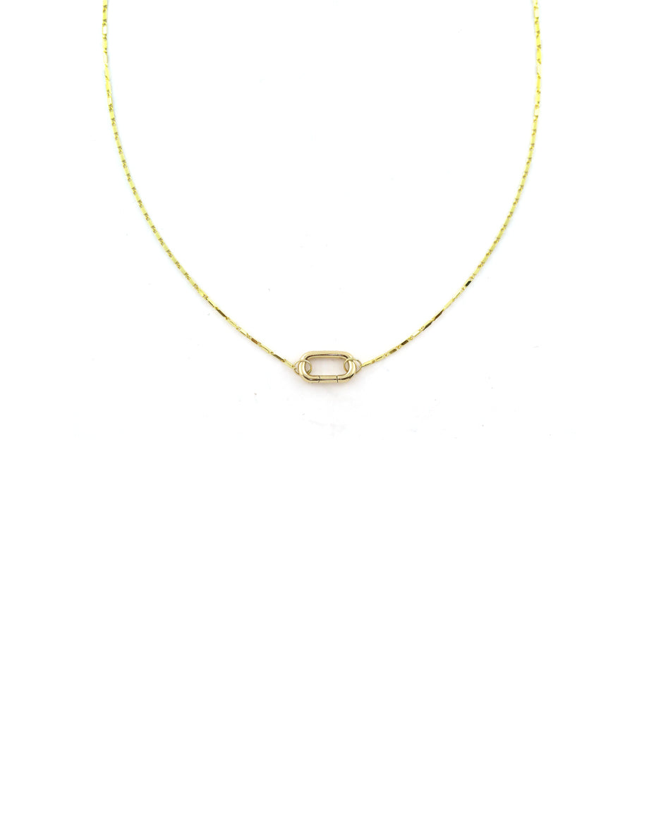 14K Gold Lexi Lock Necklace: Tiny Gold Bar Chain
