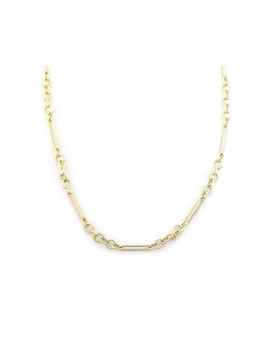 14K Gold 1+7 Rounded Link Necklace