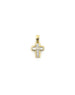 14K Gold CZ Mother of Pearl Cross Charm