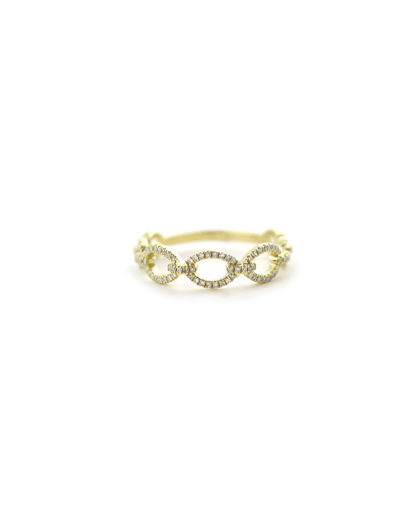 14K Gold .21ct Pave Diamond Oval Chain Link Ring