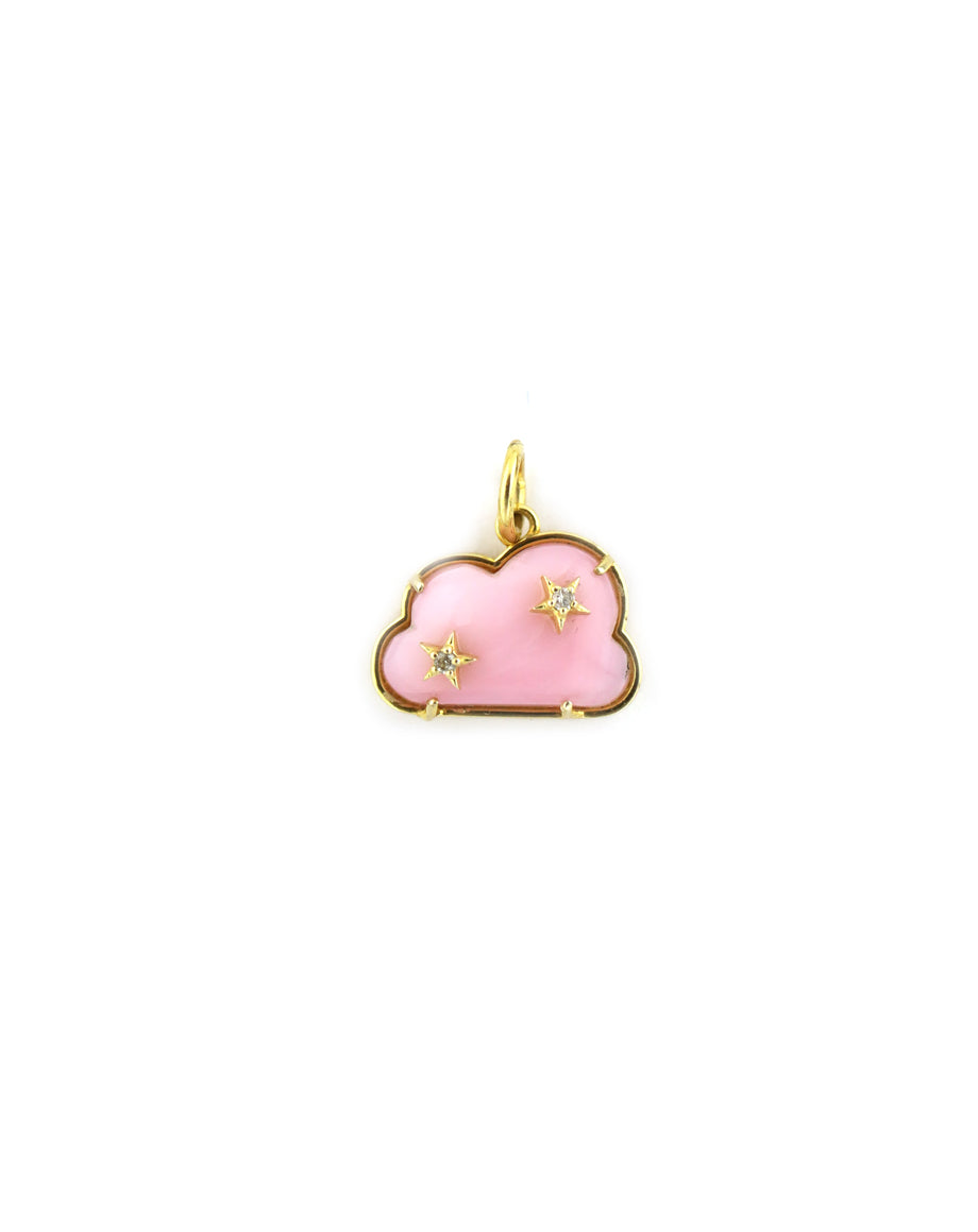 14K Gold Mini Pink Opal Cloud Charm