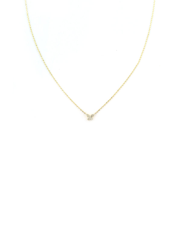 14K Gold Tiny Diamond Butterfly Necklace
