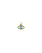 14K Gold Turquoise Diamond Cut Out Evil Eye Charm