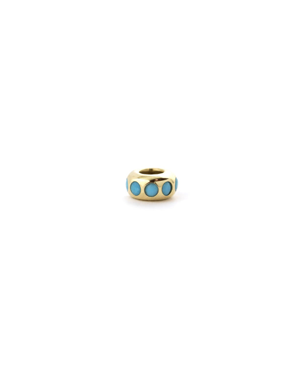 14K Gold Mini Donut Dotted Turquoise Charm Spacer