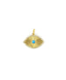 14K Gold Diamond Frame Turquoise Evil Eye Charm