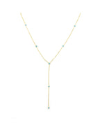 14K Gold Dainty Turquoise Lariat Necklace