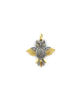 14K Gold & Silver Diamond Owl Charm