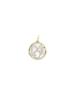 14K Gold Diamond LOVE Cut Out Circle Charm