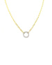 14K Gold 17mm Diamond Lock Necklace: Small Flat Oval Paper Clip