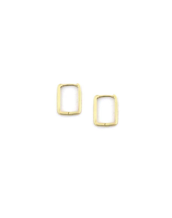 12mm 14K Gold Rectangle Huggies