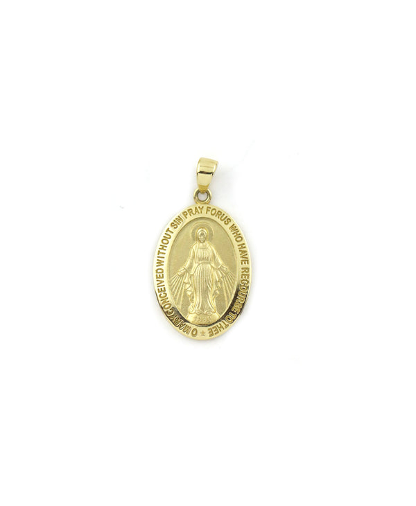 Medium 14K Gold Miraculous Mary Medal Charm