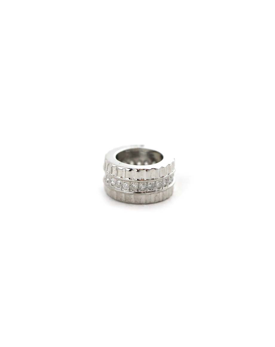 14K White Gold Diamond Line Ridged Round Spacer