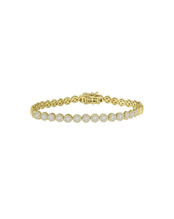 14K Gold Circle Pave Diamond Slinky Tennis Bracelet