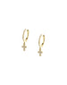 14K Gold Diamond Cross Charm Huggies