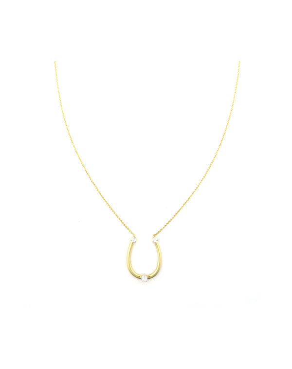 14K Gold 3 Diamond Horseshoe Necklace